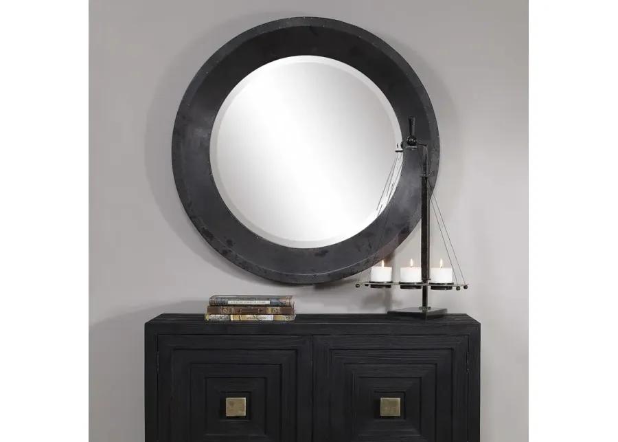 FRAZIER OXIDIZED METAL ROUND INDUSTRIAL MIRROR