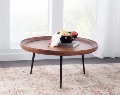 VENICE ROUND TRAY TOP COFFEE TABLE IN MANGO BROWN