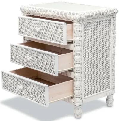 Santa Cruz 3-Drawer With Glass Top White Finish Chest