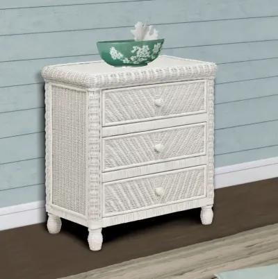 Santa Cruz 3-Drawer With Glass Top White Finish Chest