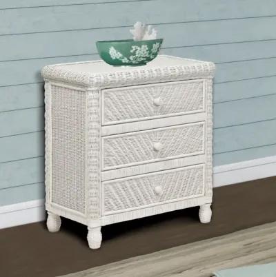 Santa Cruz 3-Drawer With Glass Top White Finish Chest