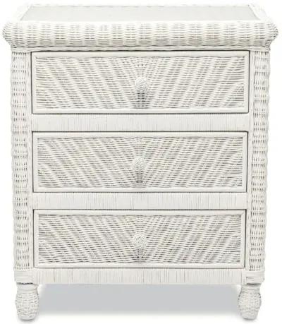 Santa Cruz 3-Drawer With Glass Top White Finish Chest