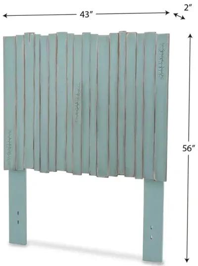 Seawinds Picket Fence Twin Headboard Distressed Bleu Finish