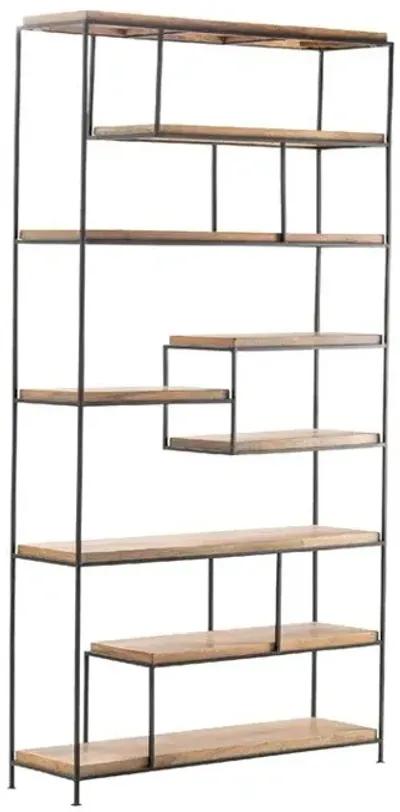 BENGAL MANOR BROWN/IRON OFFSET LARGE ETAGERE