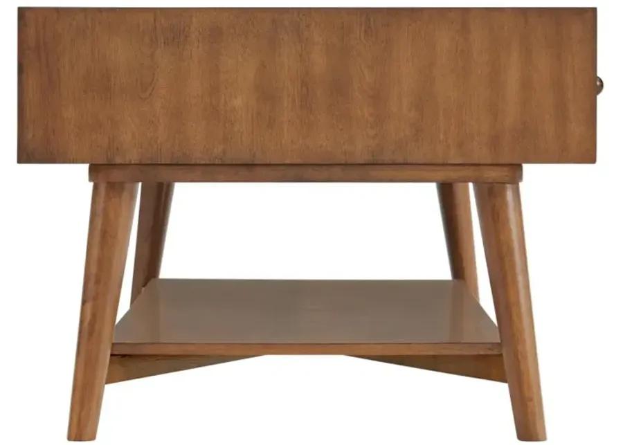 MID CENTURY MODERN 2-DRAWER COFFEE TABLE IN CINNAMON