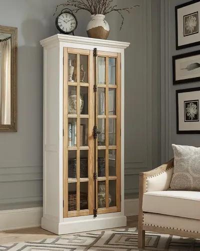 Tammi 2-Door Wood Tall Cabinet Distressed White & Brown