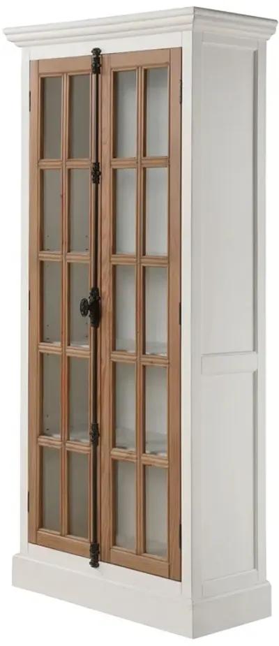 Tammi 2-Door Wood Tall Cabinet Distressed White & Brown