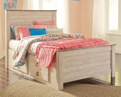 Ashley Willowton Full Panel Bed with 2 Storage Drawers Whitewash