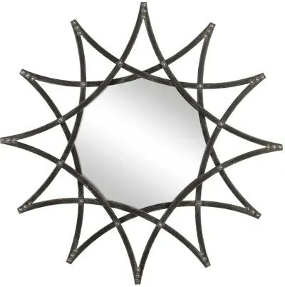 Uttermost Solaris Aged Crackled Charcoal Iron Star Mirror