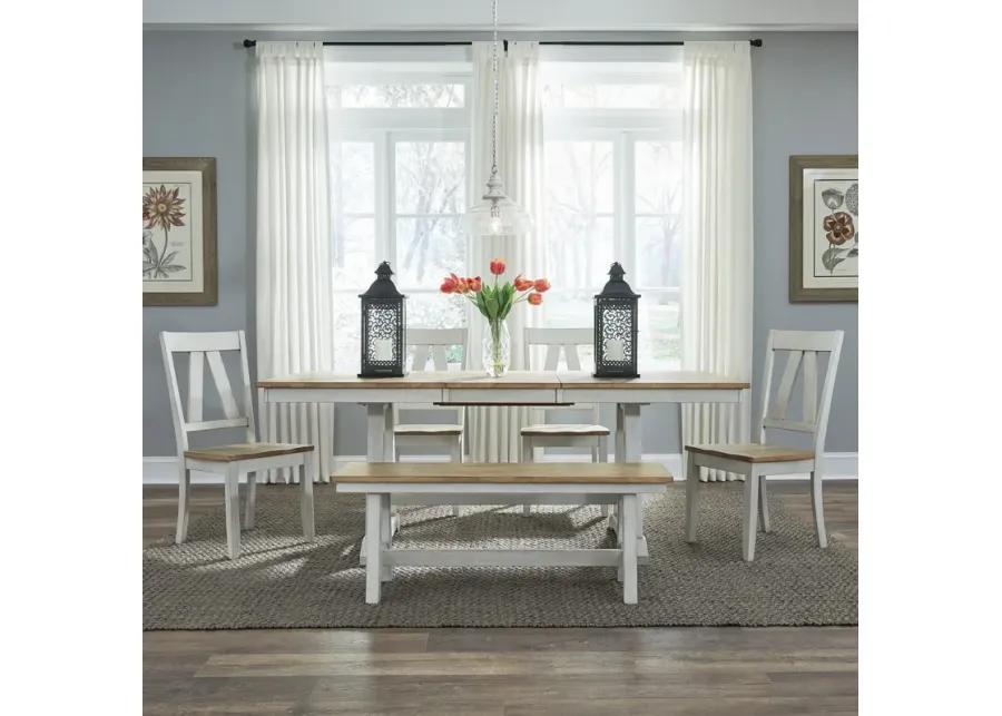 6 PIECE TRESTLE TABLE SET - LINDSEY FARM