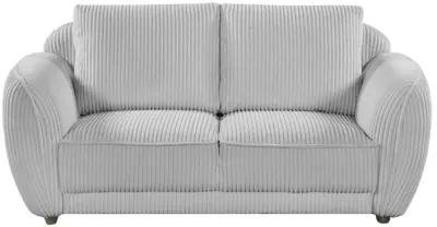 CHARLESTON GREY MODERN LOVESEAT WITH CHANNEL PATTERN & WOODEN LEGS