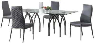 JULIETTE CONTEMPORARY DINING SET WITH RECTANGULAR GLASS TOP TABLE & DIAMOND STITCHED BACK CHAIRS