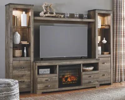 Ashley Trinell 4-Piece Entertainment Center with Electric Fireplace Brown