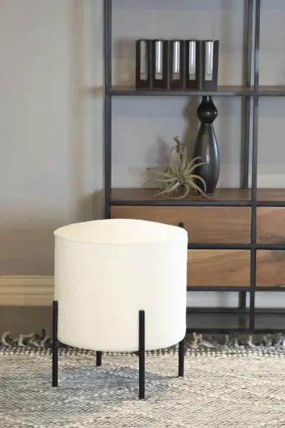 Coaster Basye Round Upholstered Ottoman Ivory