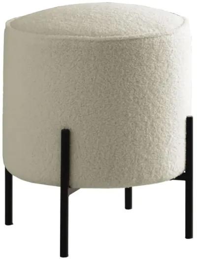 Coaster Basye Round Upholstered Ottoman Ivory