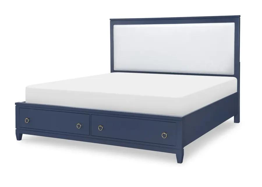 COMPLETE UPHOLSTERED BED WITH STORAGE KING BLUE FINISH - SUMMERLAND INKWELL