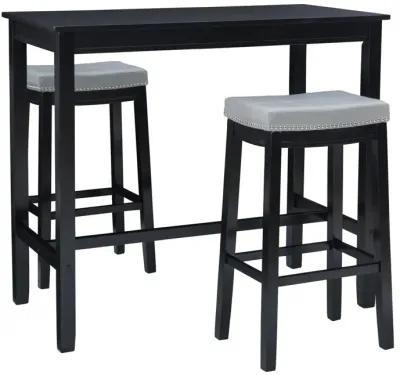 Claridge 3-Piece Black/Grey Bar Stools & Table Set