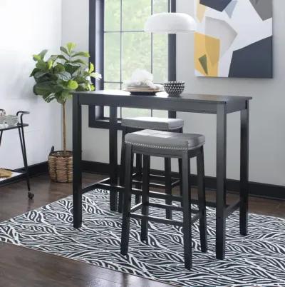 Linon Claridge 3-Piece Black/Grey Bar Stools & Table Set