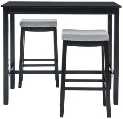 Linon Claridge 3-Piece Black/Grey Bar Stools & Table Set