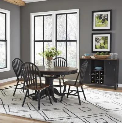 Liberty Furniture Carolina Crossing 5-Piece Antique Honey /Black Pedestal Casual Dining Table Set