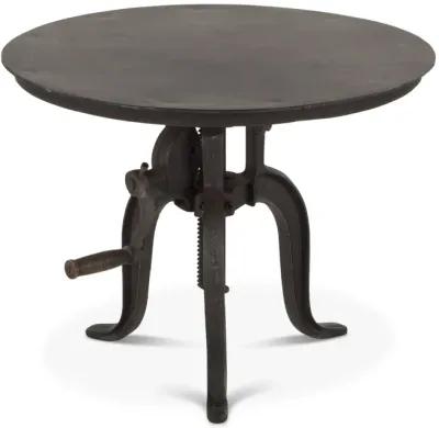 Home Trends Design Industrial Loft 24" Adjustable Crank Iron Side Table with Matte Black Finish