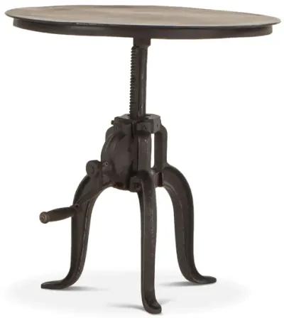 Home Trends Design Industrial Loft 24" Adjustable Crank Iron Side Table with Matte Black Finish