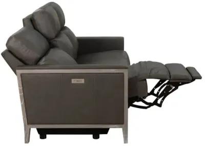 Barcalounger Hartman Dark Gray Leather Power Reclining Sofa