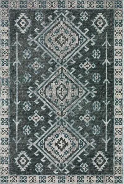 Tribal Geometric Pattern Brisbane 5'X8' Area Rug in Shades of Blue