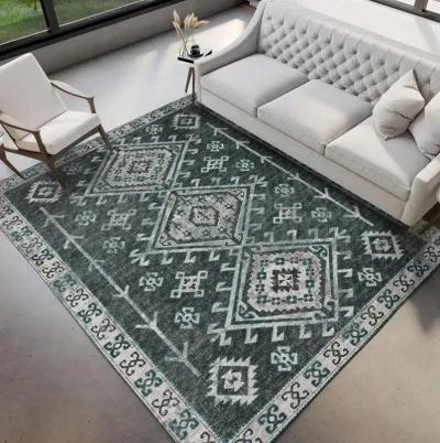 Tribal Geometric Pattern Brisbane 5'X8' Area Rug in Shades of Blue