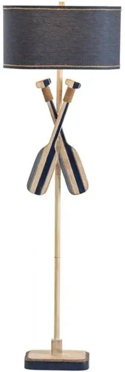 Crestview Boat Oar Nautical Blue Floor Lamp