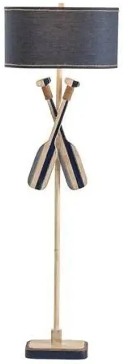 Crestview Boat Oar Nautical Blue Floor Lamp