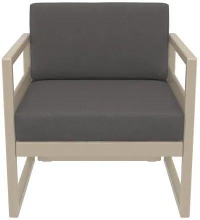 Compamia Mykonos Patio Club Chair Taupe with Sunbrella Charcoal Cushion