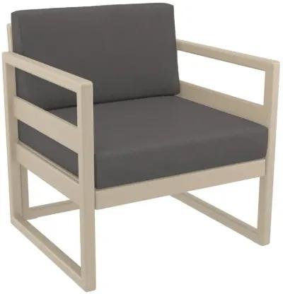 Compamia Mykonos Patio Club Chair Taupe with Sunbrella Charcoal Cushion