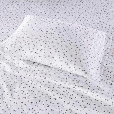 Olliix Intelligent Design Twin XL Grey Stars Cozy Soft Cotton Novelty Print Flannel Sheet Set