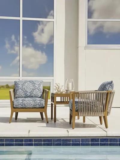 Tommy Bahama Outdoor by Lexington St. Tropez Occasional Chair in Natural Teak/Printed Cushion