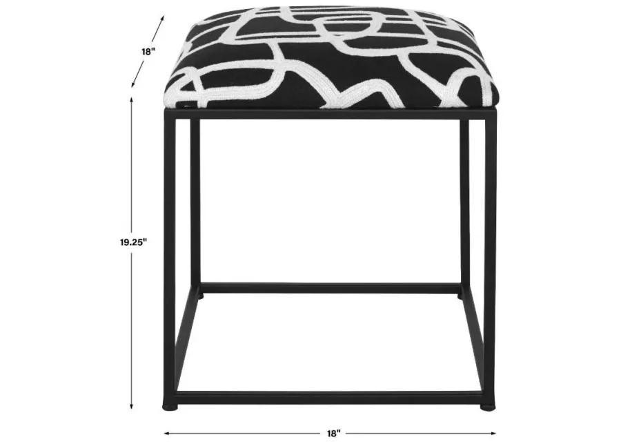 TWISTS AND TURNS BLACK/WHITE ACCENT STOOL