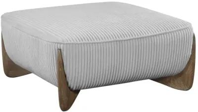 Chintaly Charleston Grey Modern Oversized Ottoman with Wooden Legs