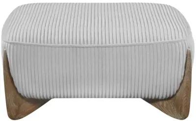 Chintaly Charleston Grey Modern Oversized Ottoman with Wooden Legs