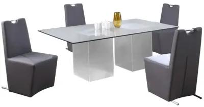 Chintaly Valerie Contemporary Dining Set with 72 Inch Rectangular Glass Table & 4 Handle Back Chairs