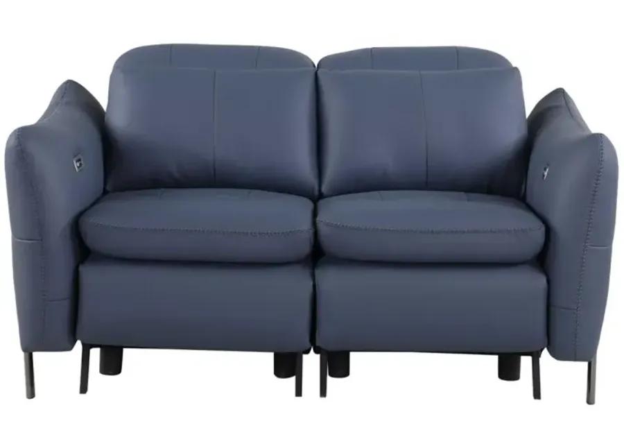 SACRAMENTO BLUE CONTEMPORARY ONE-TOUCH RECLINING LOVE SEAT