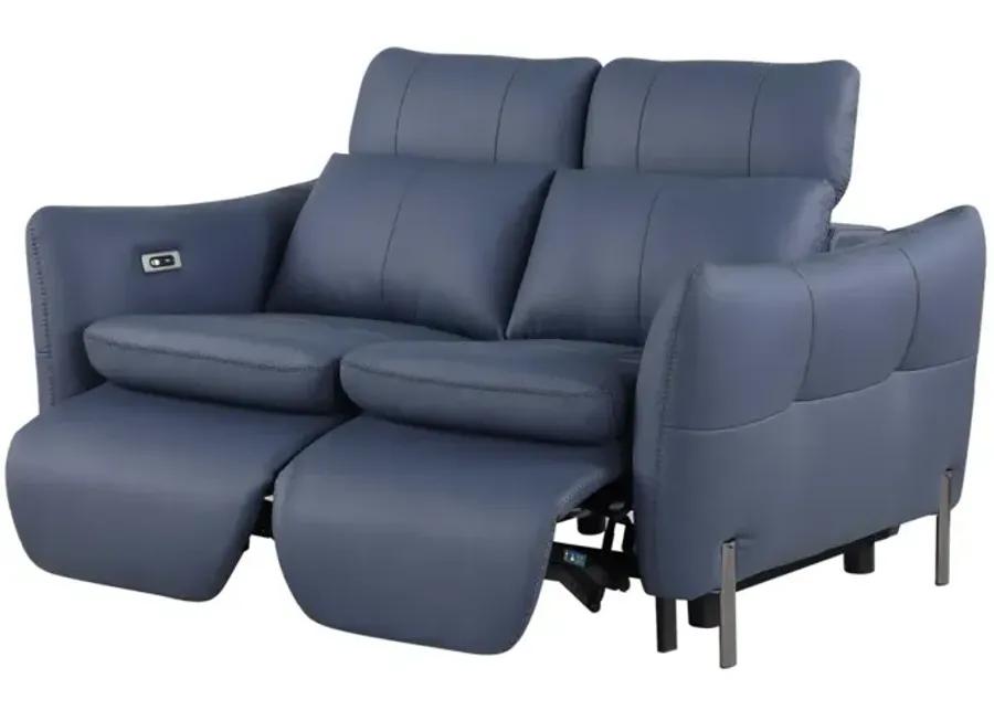 SACRAMENTO BLUE CONTEMPORARY ONE-TOUCH RECLINING LOVE SEAT