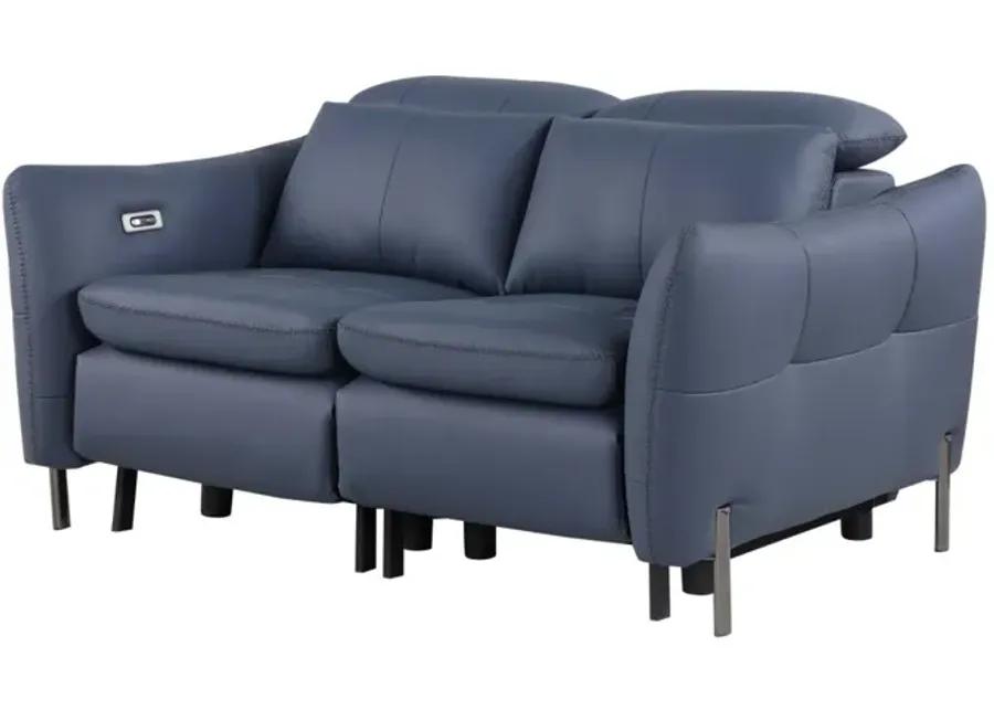 SACRAMENTO BLUE CONTEMPORARY ONE-TOUCH RECLINING LOVE SEAT