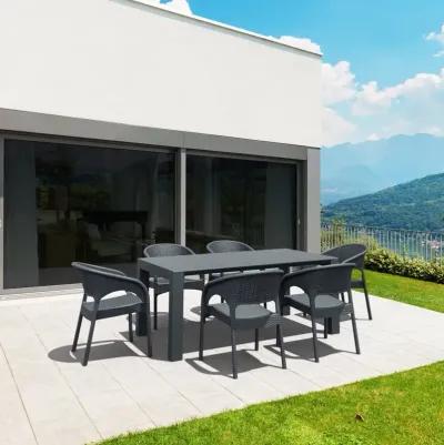 Compamia Panama Extendable Patio Outdoor Dining Set 7-Piece Dark Gray