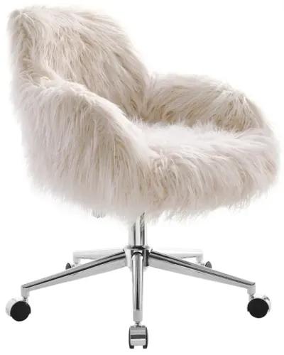 Linon Fiona Faux Fur Pink Desk Chair