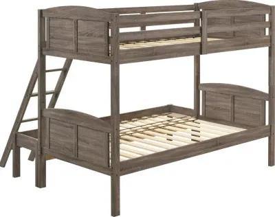 Flynn Wood Twin Over Full Bunk Bed Weathered Brown