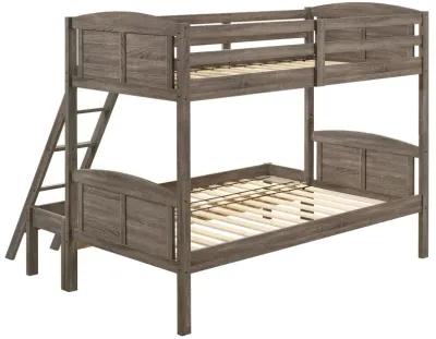 Flynn Wood Twin Over Full Bunk Bed Weathered Brown