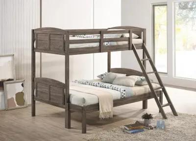 Flynn Wood Twin Over Full Bunk Bed Weathered Brown