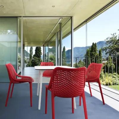 Compamia Air Maya Square Dining Set with White Table & 4 Red Chairs