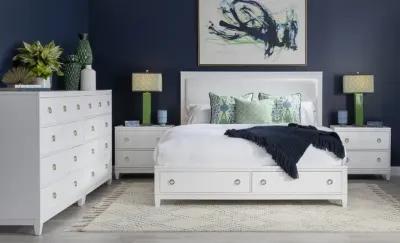 Legacy Classic Complete Upholstered Bed with Storage Queen White Finish Summerland White