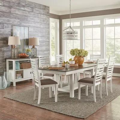 Liberty Furniture Brook Bay 7-Piece Carbon Grey/Textured White Finish Trestle Dining Table Set